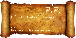 Póti Petróniusz névjegykártya